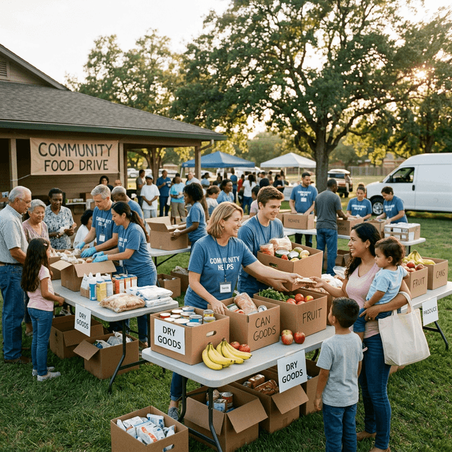 Community food drive serving families